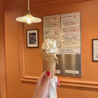 Spun the wheel and won a free ice cream so I decided that was worth another 40-minute queue! 🍨🍦🤪✨ (Flavors are pistachio 💚 & peanut 🥜)   at LaCrèma  in Paris