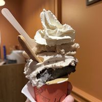 Whipped cream with banana, cookies and cream, black sesame, and pistachio gelatoo  at LaCrèma  in Paris