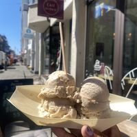 Biodegradable Dish-ware and Wooden Spoon 😋 Vanilla and Lemonn  at Café iceDate in Munich