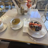 vegan granola with vegan coconut yogurt base  at La Dolce London in London
