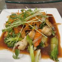 Garlic,  ginger and vegetable stir fry at Waterside Thai in Mandurah