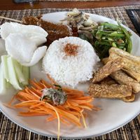 Nasi champur with tofu and tempeh  at Ketut's Warung in Ubud