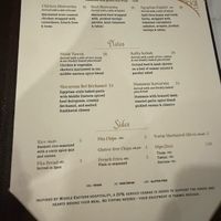 Menu (mains) at Sara's Kitchen in Saratoga Springs