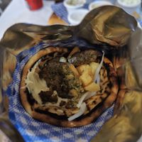 This is the best falafel pita I've had in my life. And y'all know, after being vegan for almost 6 years, veg for 2 more before that, I've had a lot of these. So delicious. at Fetta's Greek Taverna in Cairns