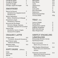 Menu  at Babylon in London