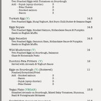 Menu   at Babylon in London