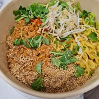 Vegan mazesoba (spicy and excellent) at Luckyman Noodles in Milan