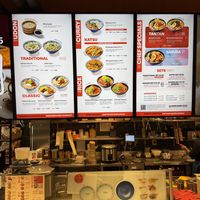 Menu and serving area  at Marugame (The Strand) - Japanese Udon Noodles & Tempura in London