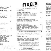 Menu provided    at Fidel's Cocina & Bar in Palisade