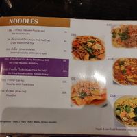 Menu: noodle dishes at Kruaboon Thai in Bangkok