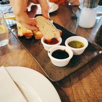 Bread & Dips (Spicy Tomato, Balsamic Vinegar, Pesto [Pesto is only Vegetarian]) at Rosello Restaurant in Wolverhampton