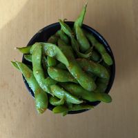 Garlic Ginger Edamame at Fat Kitty Ramen in Portland