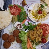Falafel, fattoush and hummus at Palestinian Restaurant - SEKA in Istanbul