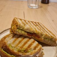 Avocado and tomato toasted sandwich at Cafeteria Brü in Vic