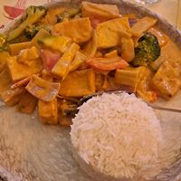 Rice, tofu and vegetables with curry souce at PHO - Authentic Vietnamese Cuisine in Athens