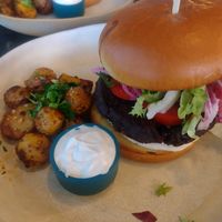 Burger 2 (with lentil-based "kosmos" patty) at Café Ojo in Odense