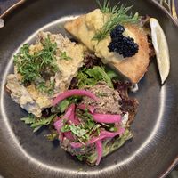 Three kinds of “smørrebrød"  at Café Ojo in Odense