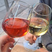 Rosé and white wine at Drunky Goat in Athens