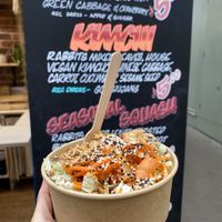 Kim chi salad bowl with tofu (all vegan)  at Rabbits Salad Bar in Norwich