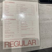 Coffee bar menu  at REGULAR NYC in New York City