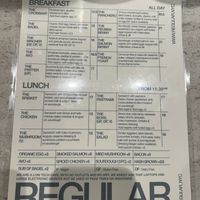 Food menu  at REGULAR NYC in New York City