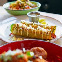 Spinach Taquitos - gf, vegan, nut free   at Antojitos Cantina in Edinburgh