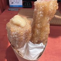 Sweet potato and Sakura fillings 😋   at Vegan Churros in Tokyo