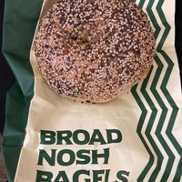 Everything bagel at Broad Nosh Bagels - 49th St in New York City