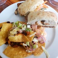 tofu banh mi with side of small nachos at The Little Grill in Harrisonburg