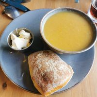 Leak and potato soup at Waterside Cafe in Kendal