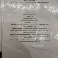 Hot Drinks Menu   at Waterside Cafe in Kendal