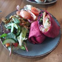 Vegan chicken nugget wrap at Waterside Cafe in Kendal