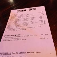 Menu at Bullet Club in Glenelg