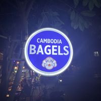 Sign  at Cambodia Bagels - Street 13  in Phnom Penh