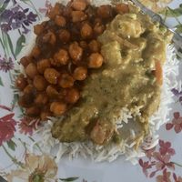 Chloe masala and veg korma made with coconut milk, and rice    at Curry Lounge Indo Chinese Cuisine in Galveston