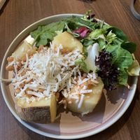 Baked potato w/ vegan cheese, beans & salad  at Arts Picturehouse Cafe in Cambridge