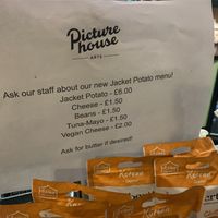 Vegan baked potato options available   at Arts Picturehouse Cafe in Cambridge