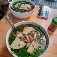 Vegan Pho with grilled mushrooms and tofu slice at Vegan Pho Mrs Rose (Phở Chay Cô Hồng) in Hanoi