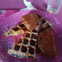 Vegan chicken and waffle at Evies Disco Diner in Fitzroy