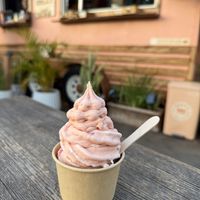 Strawberry, raspberry, mango with coconut ice creamm  at Reef's Real Fruit Ice Cream in Kihei