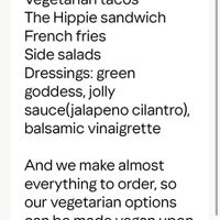 Email from restaurant with vegan options   at TallGrass Bar and Grill in Harrison