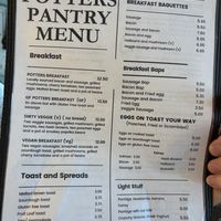 Menu  at Potter's Pantry in London
