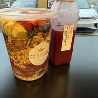 Açaí bowl and juice  at Fruitful Acai Bowls in Lawrence