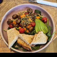 The B/S Bowl with mushrooms  added. at Bittersweet Cafe Patisserie in Port Macquarie