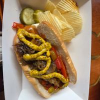 Ballpark Plant-Based hotdog 🌭 at The Thirsty Pig in Portland