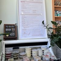 Menu and cold case in the store  at Smalls' Provisions in Philadelphia