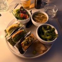 Handroll Combo, Atsuage, Avocado, and Mixed Veggies. Sides of Salad, Miso Soup, Chilled Edamame.  at Nokko in Minneapolis