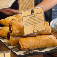 Vegan beetroot and apple sausage rolls at The Mall Deli in Bristol