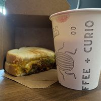 Cheese & chorizo toastie & cafe de olla coffee   at House of Vibes Coffee in Avon