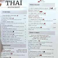 Menu front at Asaya Thai Restaurant in Keswick